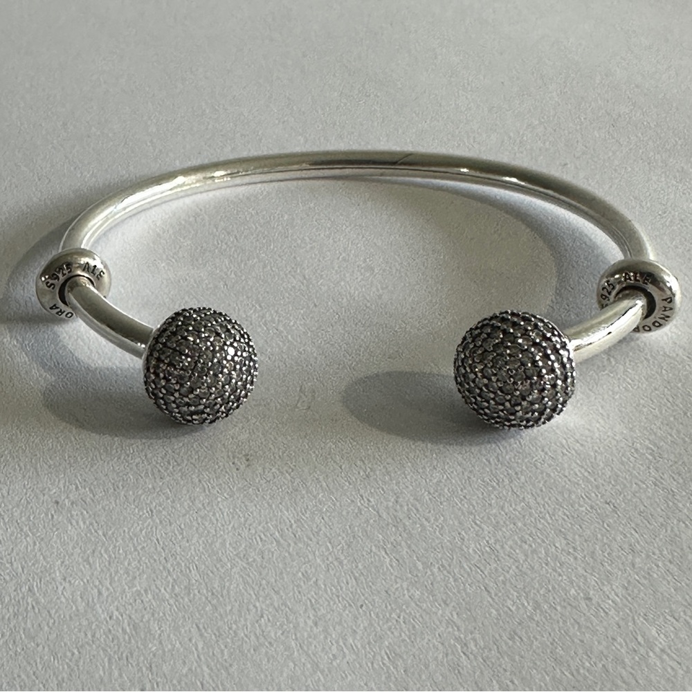 New Authentic Pandora Open Bangle Silver Pave Bal… - image 1